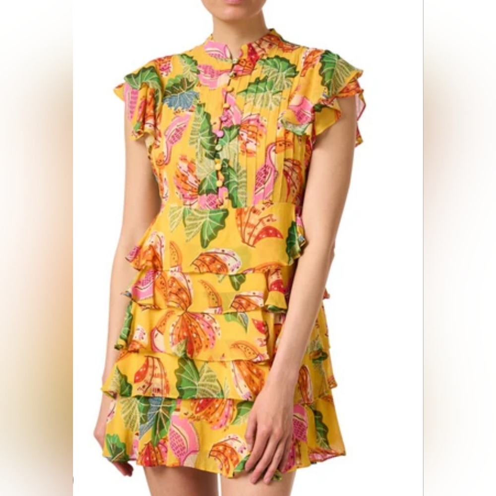 FARM RIO Colorful Floral Ruffle Dress